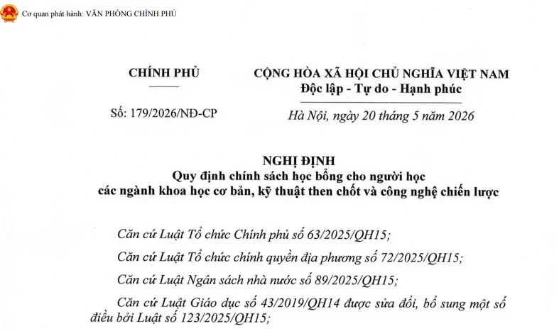 Chính phủ ban hành Nghị định 179/2026/NĐ-CP: Mở rộng chính sách học bổng cho nhiều ngành học tại PTIT