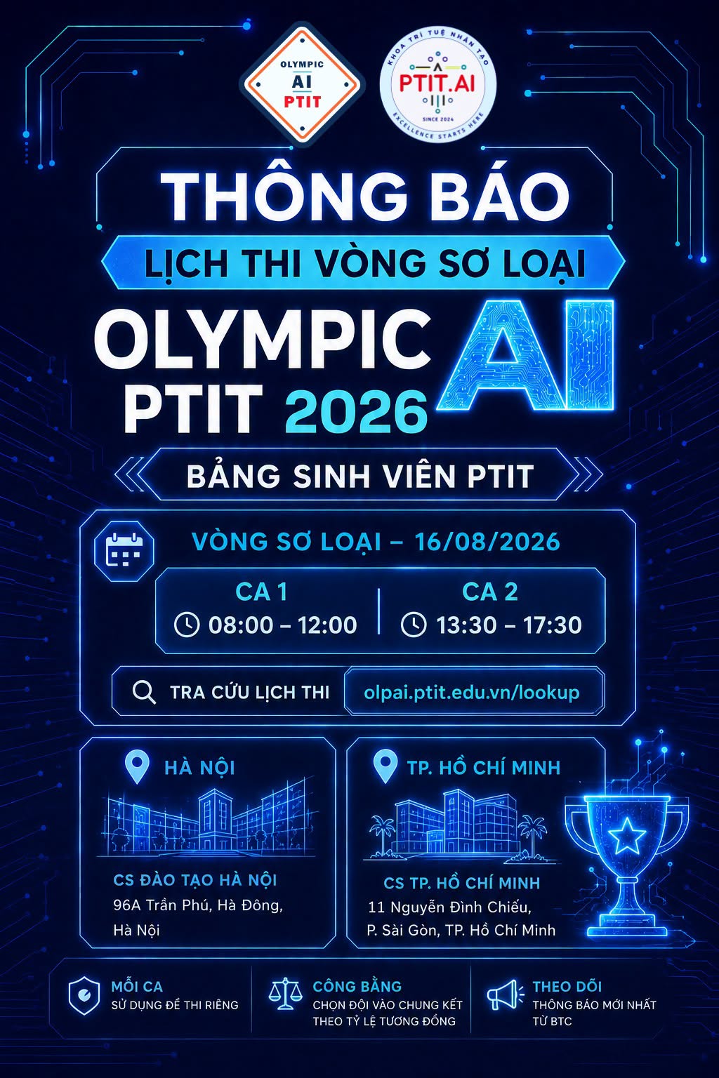 Lịch thi Vòng Sơ loại Olympic AI PTIT 2026 – Bảng Sinh viên PTIT