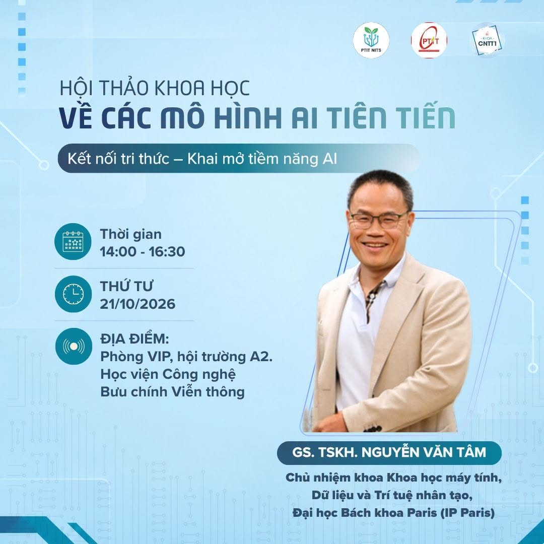 KHOA AI – PTIT GIỚI THIỆU HỘI THẢO KHOA HỌC VỀ CÁC MÔ HÌNH AI TIÊN TIẾN