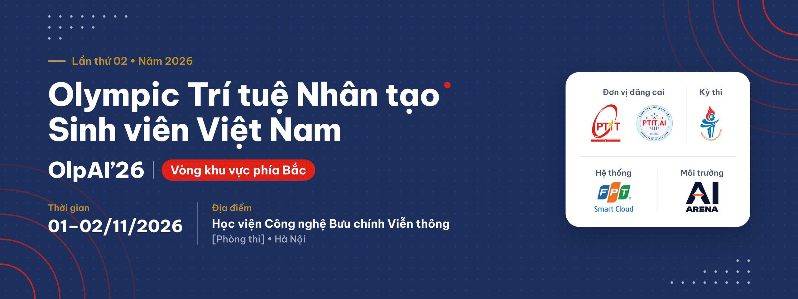 THÔNG BÁO LỊCH TRÌNH CHÍNH THỨC VÒNG LOẠI KHU VỰC MIỀN BẮC – OLYMPIC AI SINH VIÊN VIỆT NAM 2026 (OlpAI’26)